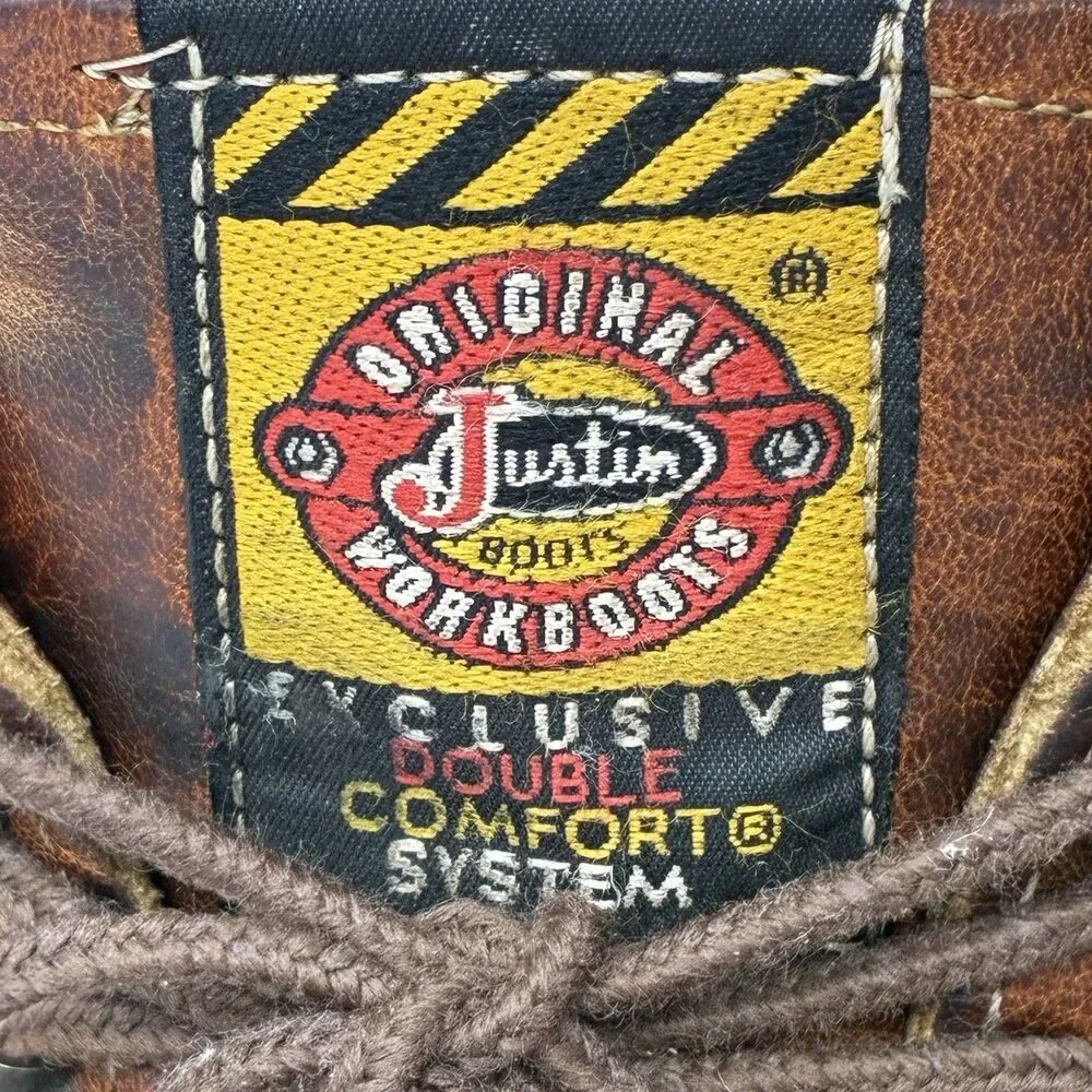 Justin Packer Logger Chestnut Brown 762 Kiltie Leather Work Boots USA Mens 8.5D